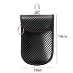 Anti Theft RFID Shielding Key Fob Protector Carbon Fiber Texture PU Leather Car Key Signal Blocking Pouch with Hook