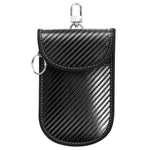 Anti Theft RFID Shielding Key Fob Protector Carbon Fiber Texture PU Leather Car Key Signal Blocking Pouch with Hook