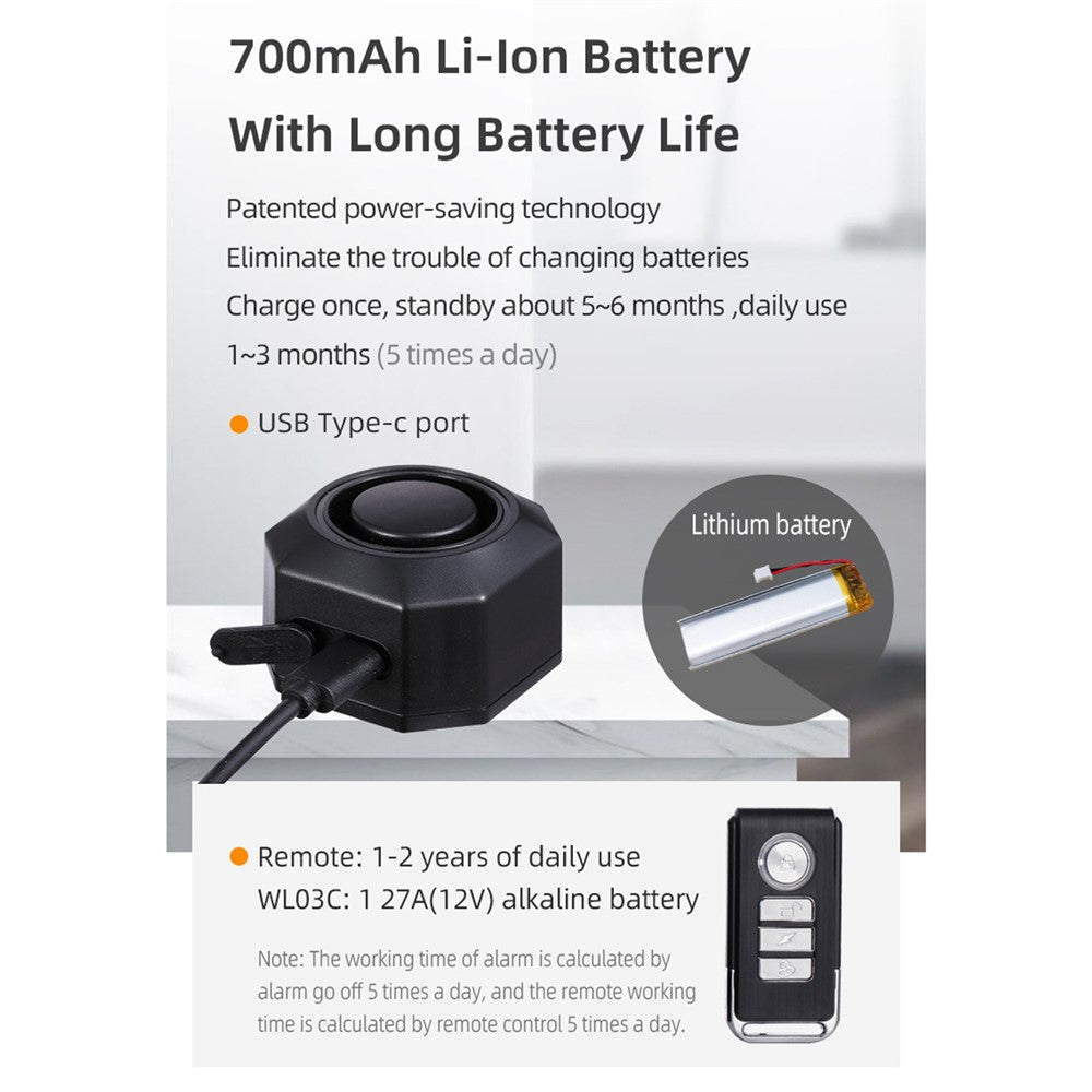SF32 Waterproof Motorcycle Anti-Theft Alarm USB Rechargeable Wireless Bicycle Alarm System with Remote