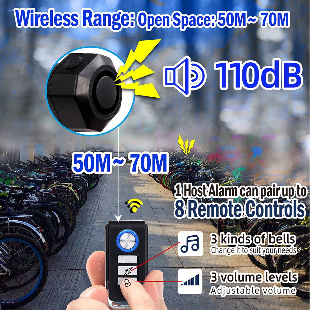 SF32 Waterproof Motorcycle Anti-Theft Alarm USB Rechargeable Wireless Bicycle Alarm System with Remote