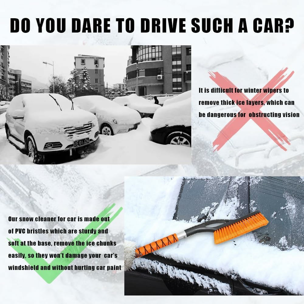 ST-3910 2-in-1 Detachable Car Snow Brush Ice Scraper Winter Windshield Cleaner for Vehicles