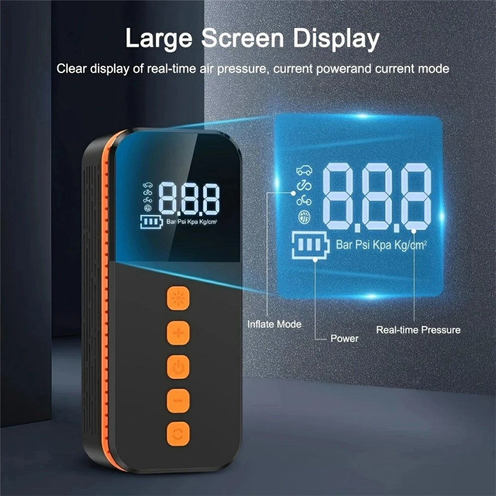 Portable Car Tire Inflator Digital Display Multifunction Wireless Electric Air Pump with LED Light