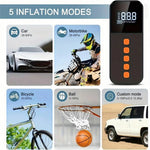 Portable Car Tire Inflator Digital Display Multifunction Wireless Electric Air Pump with LED Light