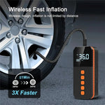 Portable Car Tire Inflator Digital Display Multifunction Wireless Electric Air Pump with LED Light