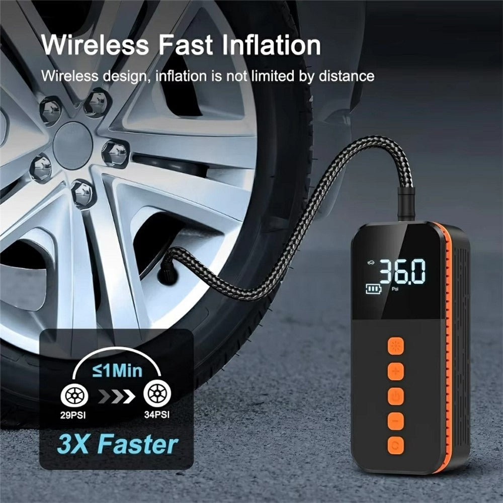 Portable Car Tire Inflator Digital Display Multifunction Wireless Electric Air Pump with LED Light