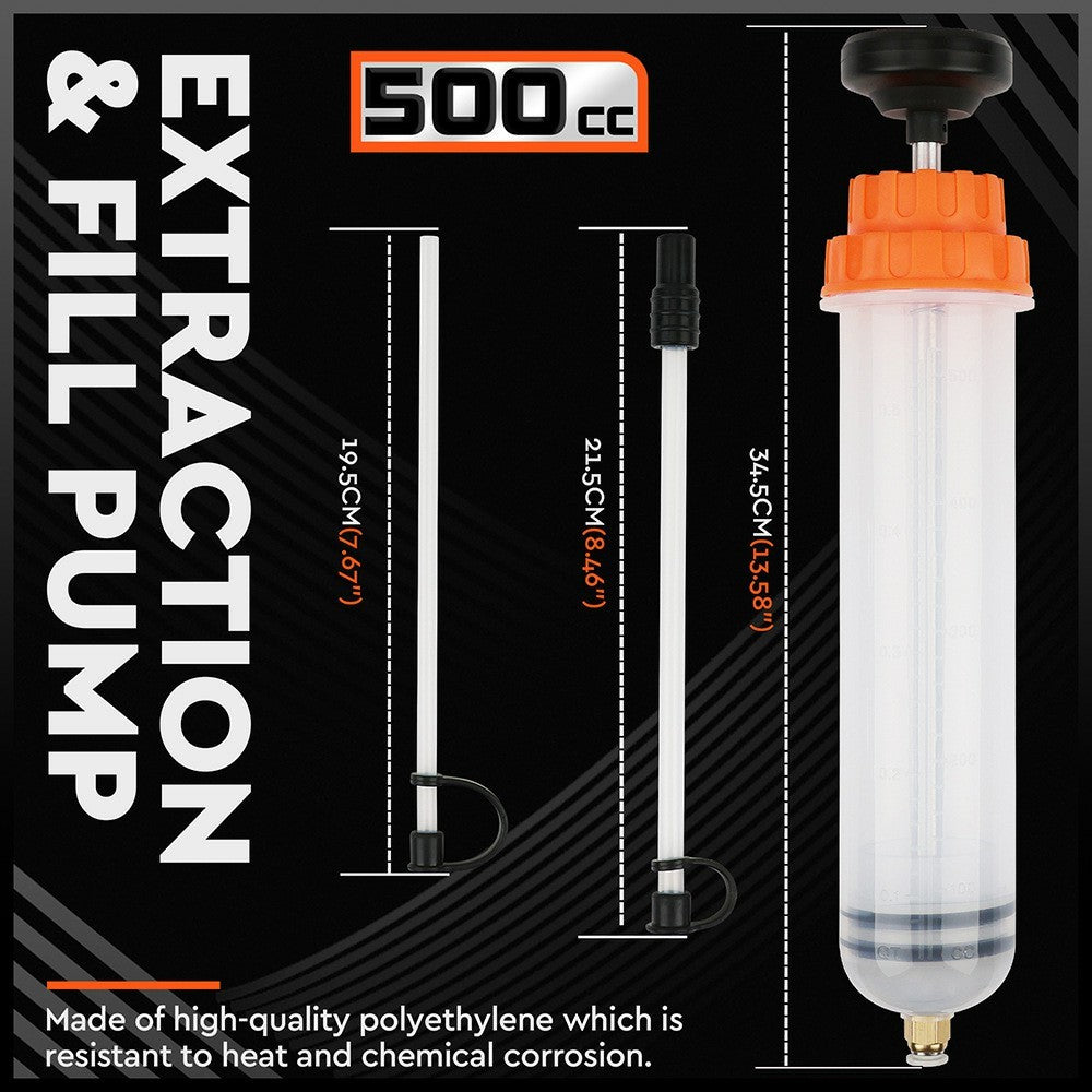 500CC bilolie væskeudskiller, transparent manuel oliesugepumpe, olieflytnings-/skiftepumpe