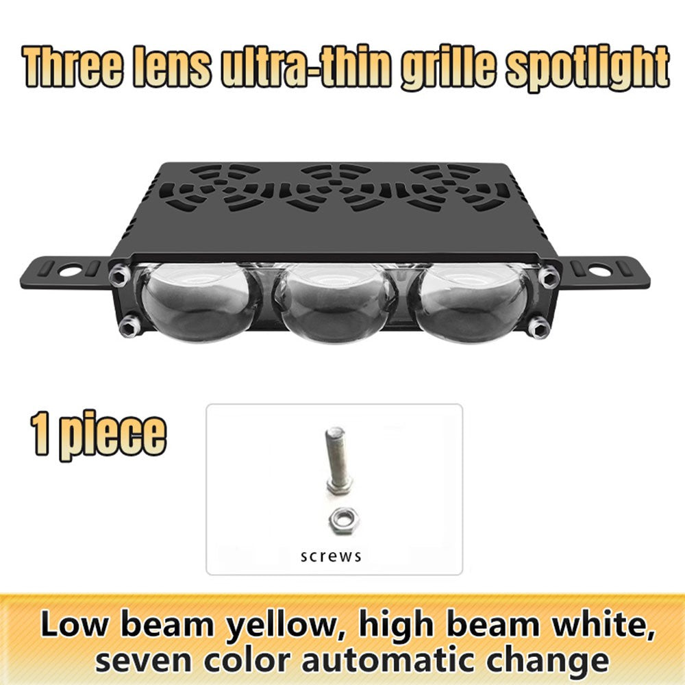3-LED Car Spotlight IP67 Waterproof Yellow and White Light High Low Beam Lamp for Truck / SUV / ATV