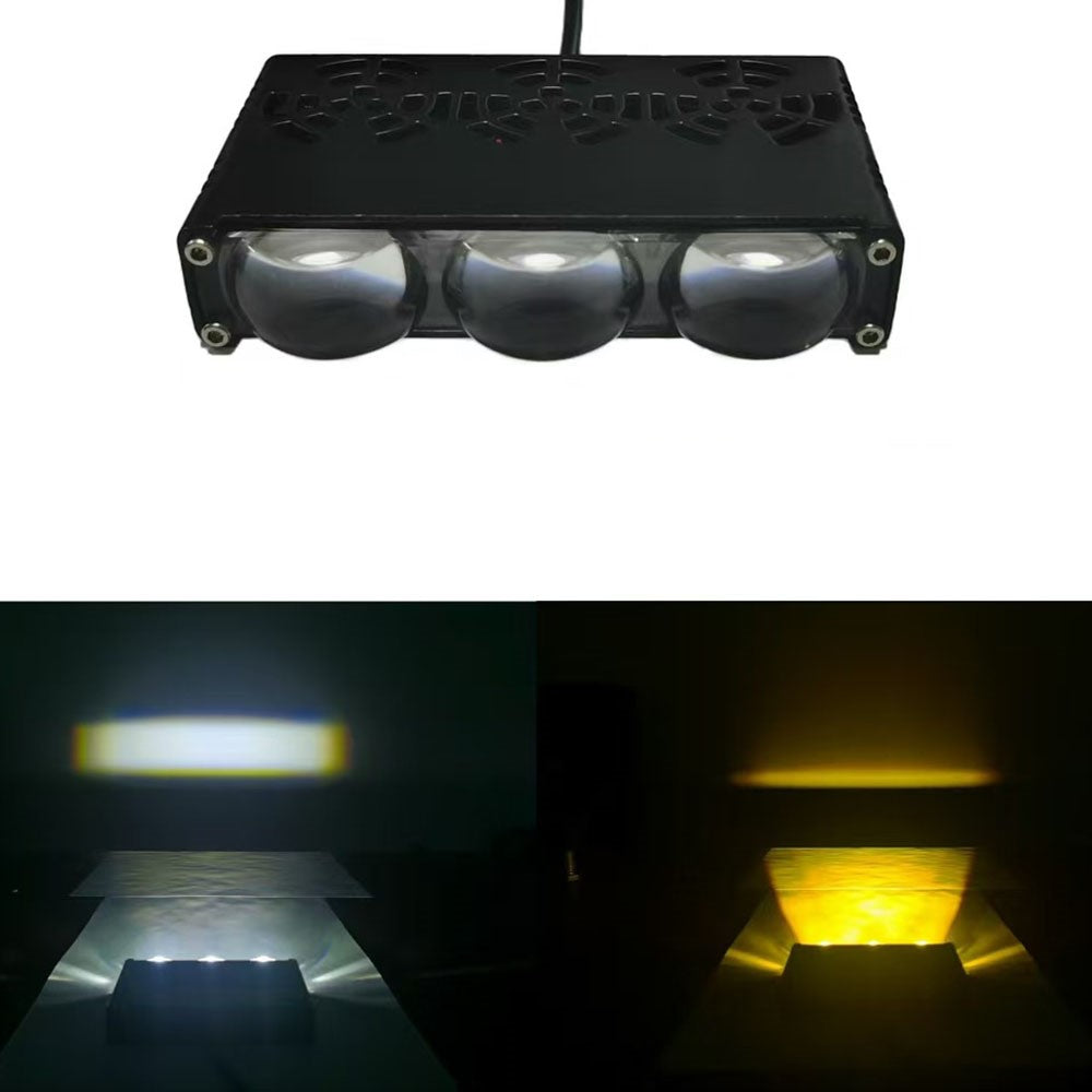 3-LED Car Spotlight IP67 Waterproof Yellow and White Light High Low Beam Lamp for Truck / SUV / ATV