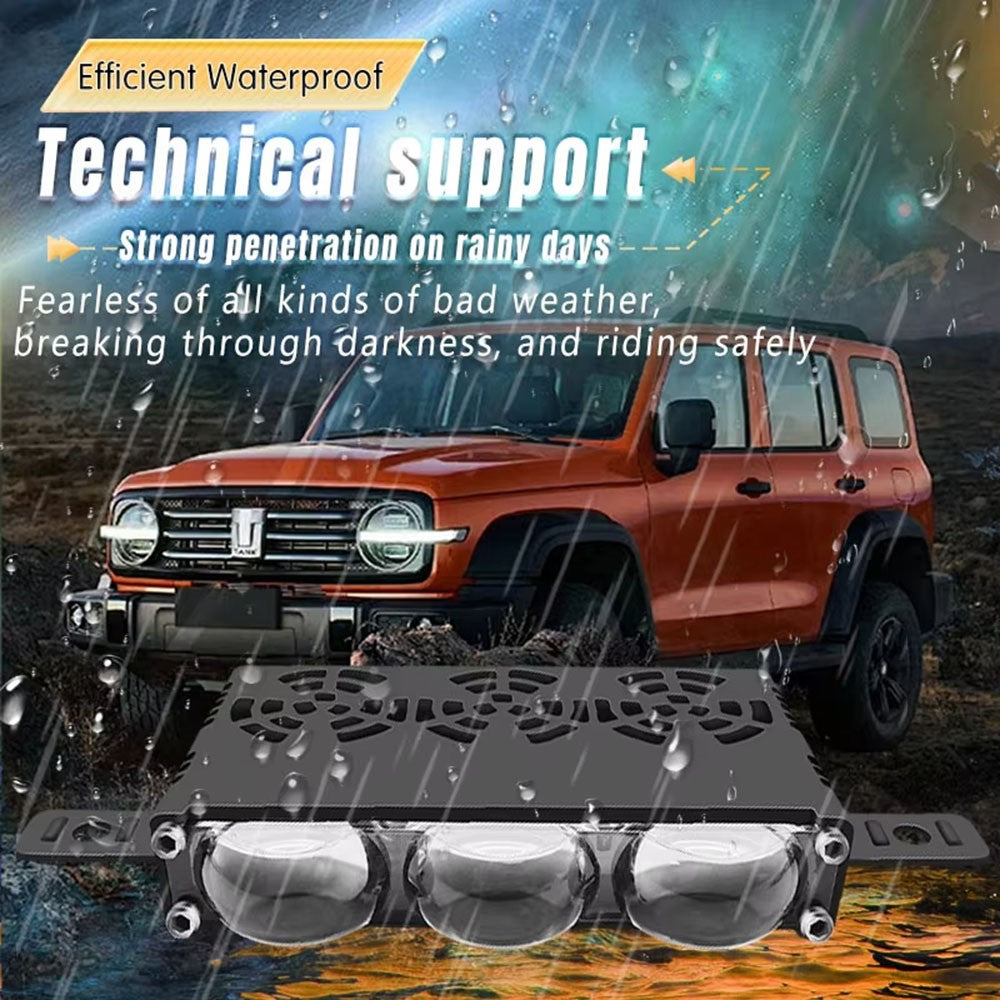 3-LED Car Spotlight IP67 Waterproof Yellow and White Light High Low Beam Lamp for Truck / SUV / ATV