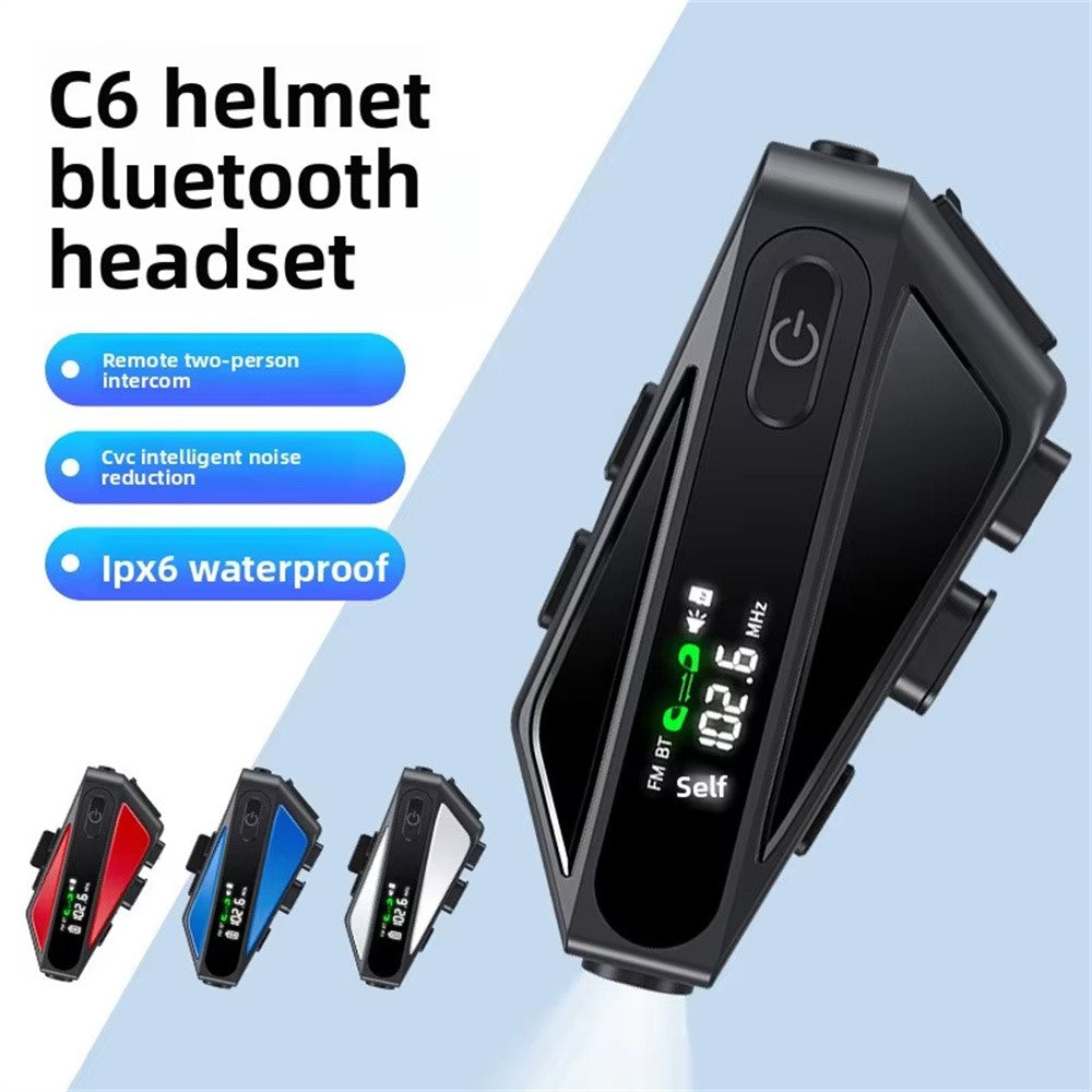 C6 Motorcycle Helmet Bluetooth-Compatible Headset with LCD Screen / FM Radio / Noise Cancellation / Voice Assistant, Hard Mic