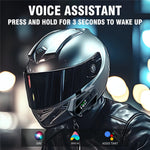 C6 Motorcycle Helmet Bluetooth-Compatible Headset with LCD Screen / FM Radio / Noise Cancellation / Voice Assistant, Hard Mic