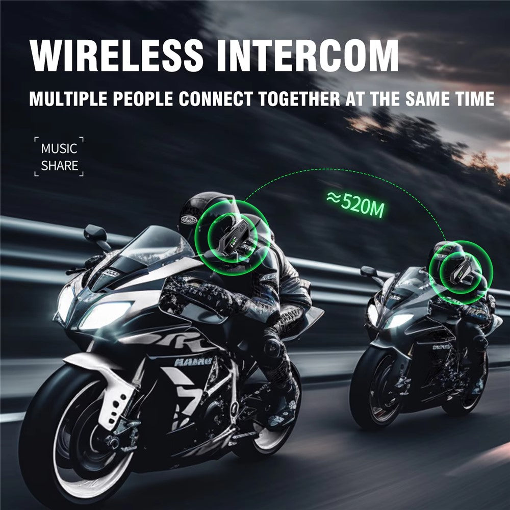 C6 Motorcycle Helmet Bluetooth-Compatible Headset with LCD Screen / FM Radio / Noise Cancellation / Voice Assistant, Hard Mic