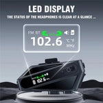 C6 Motorcycle Helmet Bluetooth-Compatible Headset with LCD Screen / FM Radio / Noise Cancellation / Voice Assistant, Hard Mic