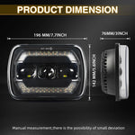 7 Inch Square LED Headlight Assembly Upgrade for Wrangler DRL Integrated Headlamp