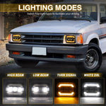 7 Inch Square LED Headlight Assembly Upgrade for Wrangler DRL Integrated Headlamp