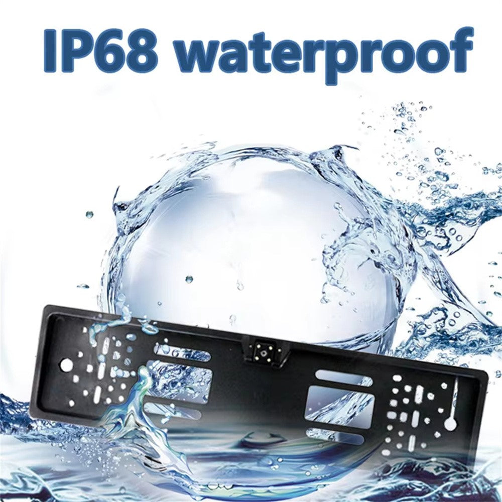 European License Plate Frame with 4-LED Night Vision AHD 1080P Wide Angle Car Rear View Camera for Reverse Parking