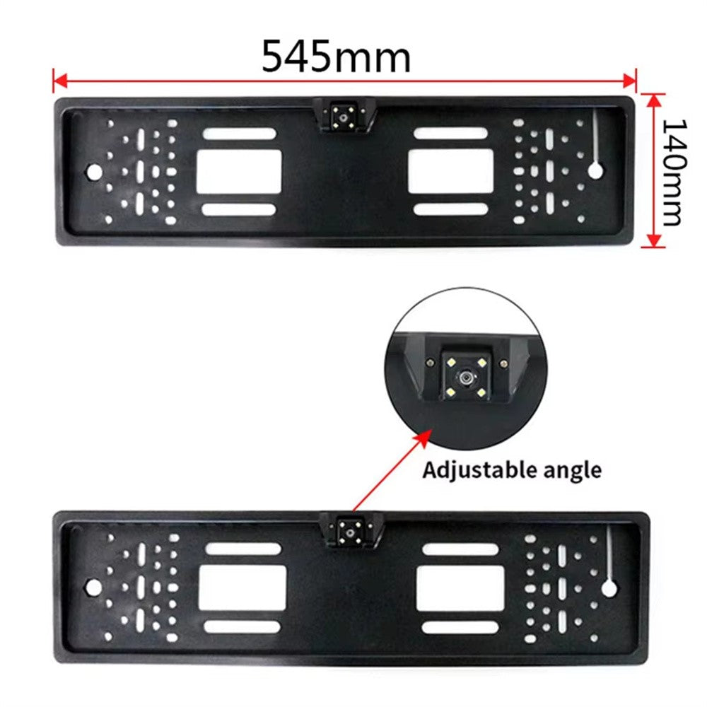 European License Plate Frame with 4-LED Night Vision AHD 1080P Wide Angle Car Rear View Camera for Reverse Parking