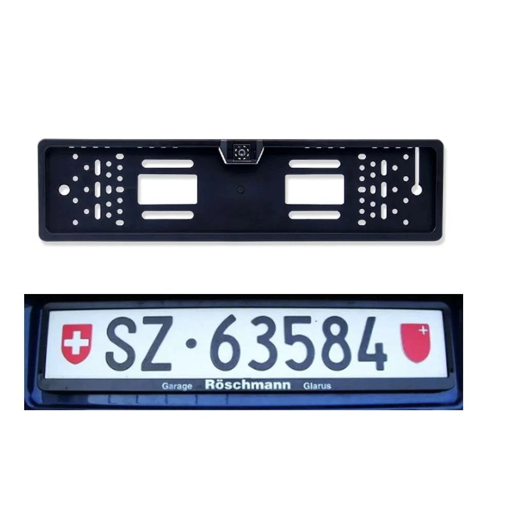 European License Plate Frame with 8-LED Night Vision AHD 1080P Wide Angle Car Rear View Camera for Reverse Parking
