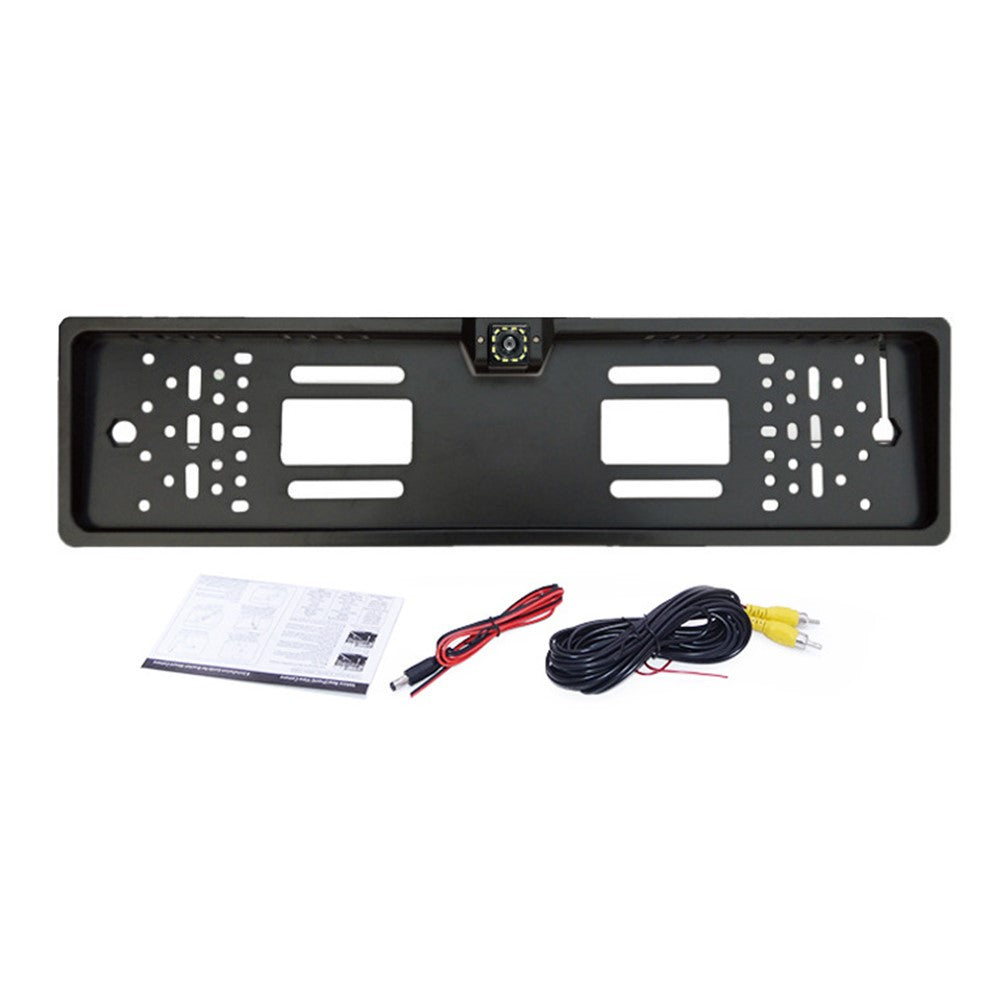 European License Plate Frame with 12-LED Night Vision AHD 1080P Wide Angle Car Rear View Camera for Reverse Parking