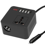 Digital Display Bil Power Inverter DC 12V / 24V til AC 110V / 220V Multifunktionsomformer Oplader med USB C + USB A + AC Stikkontakt