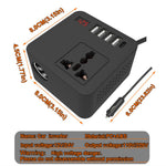 Digital Display Bil Power Inverter DC 12V / 24V til AC 110V / 220V Multifunktionsomformer Oplader med USB C + USB A + AC Stikkontakt