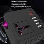Digital Display Bil Power Inverter DC 12V / 24V til AC 110V / 220V Multifunktionsomformer Oplader med USB C + USB A + AC Stikkontakt