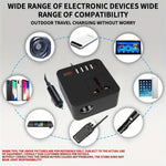 Digital Display Bil Power Inverter DC 12V / 24V til AC 110V / 220V Multifunktionsomformer Oplader med USB C + USB A + AC Stikkontakt