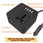 Digital Display Bil Power Inverter DC 12V / 24V til AC 110V / 220V Multifunktionsomformer Oplader med USB C + USB A + AC Stikkontakt