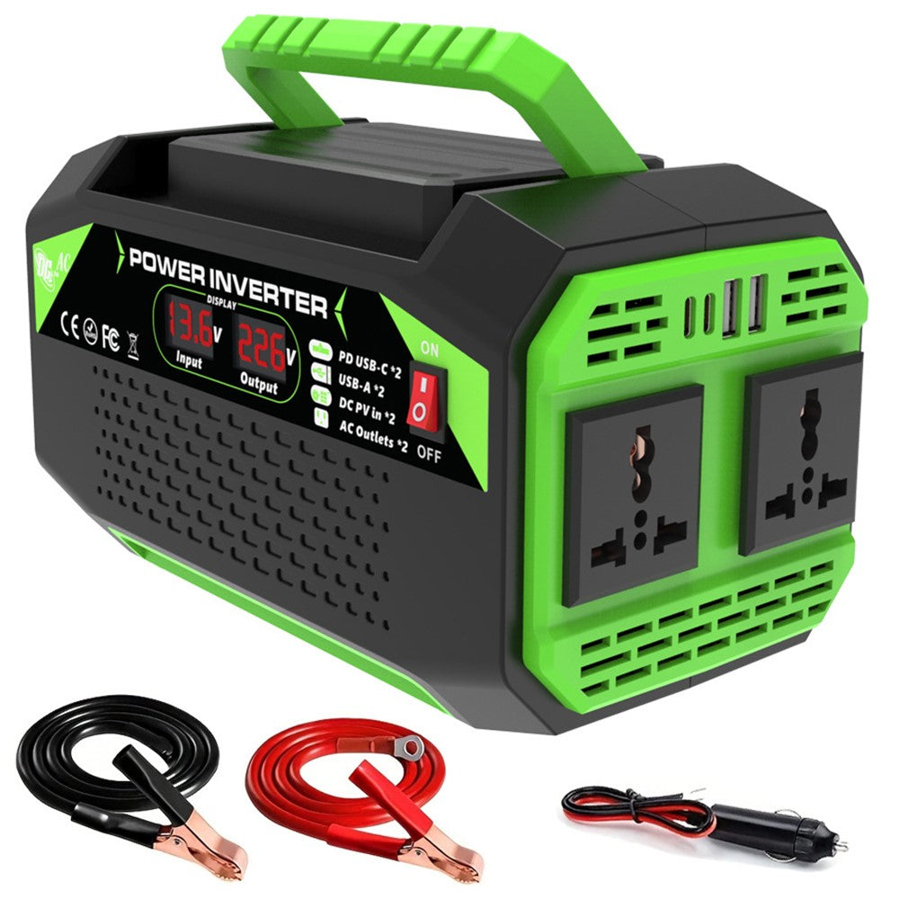 300W 12V DC to 220V AC Car Power Inverter with AC Outlet 2 USB + 2 Type-C Fast Charger for Laptop Tablet