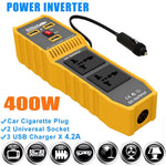 12V DC til 220V AC 400W Bil Power Inverter Bærbar 3 USB-porte + 2 AC-udtag Konverter