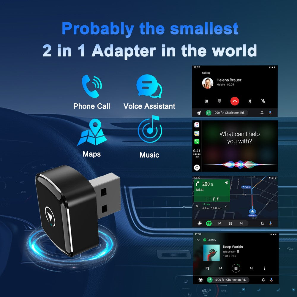 M26 2 in 1 For CarPlay  /  Android Auto Wired to Wireless Car Adapter 5.8G / 2.4G Dual Band WiFi Bluetooth-compatible USB Dongle