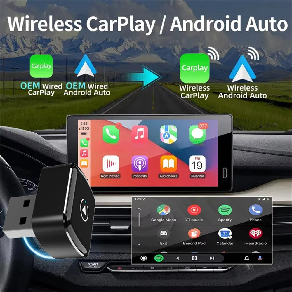 M26 2 in 1 For CarPlay  /  Android Auto Wired to Wireless Car Adapter 5.8G / 2.4G Dual Band WiFi Bluetooth-compatible USB Dongle