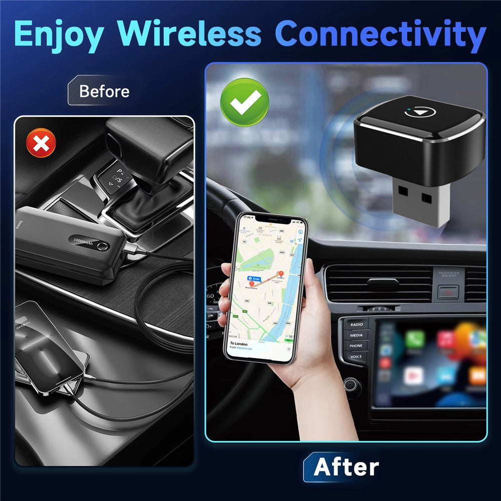 M26 2 in 1 For CarPlay  /  Android Auto Wired to Wireless Car Adapter 5.8G / 2.4G Dual Band WiFi Bluetooth-compatible USB Dongle