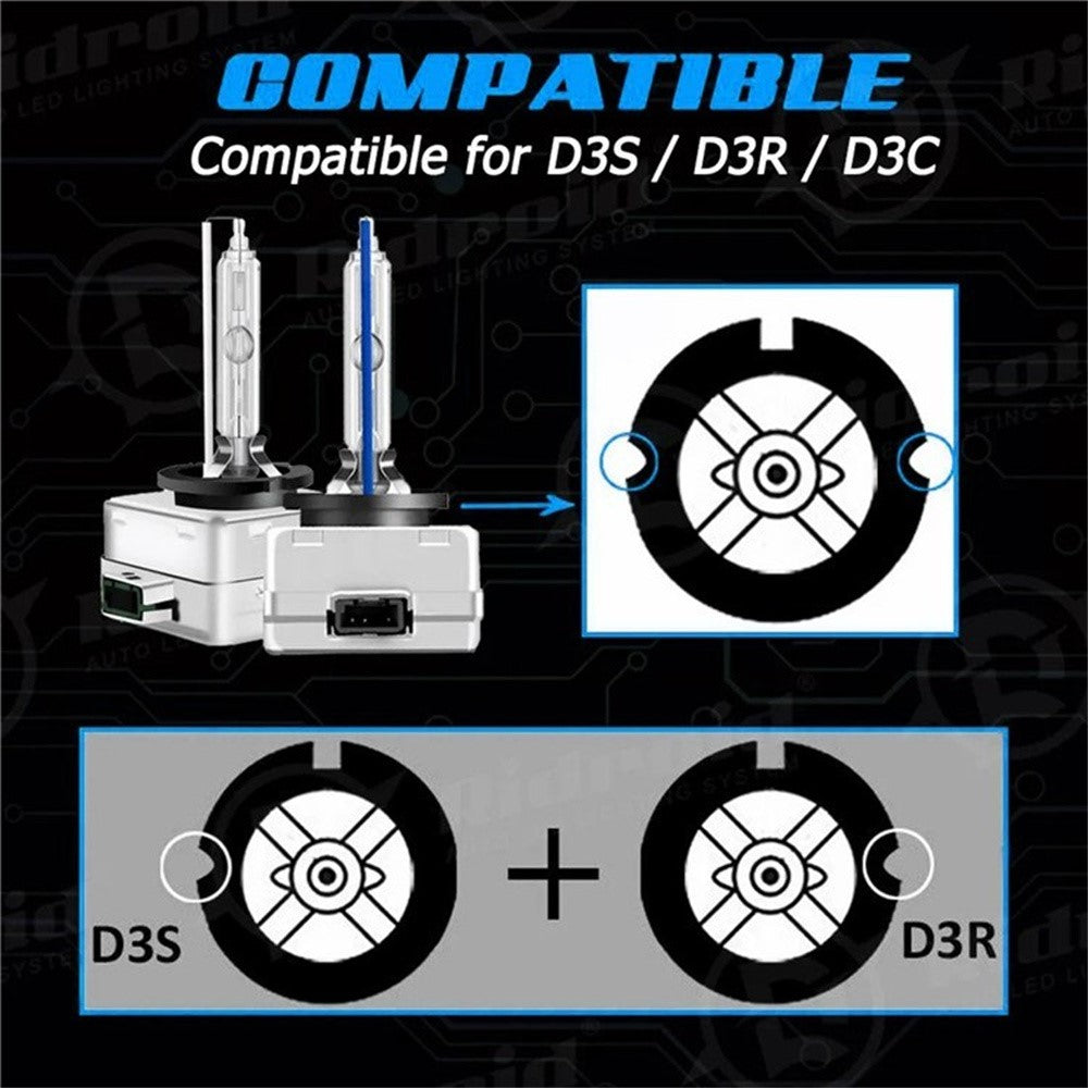 D3S 2Pcs 4300K Car Headlight Ultra Bright Xenon Bulb High Focus IP68 Waterproof HID Lamp