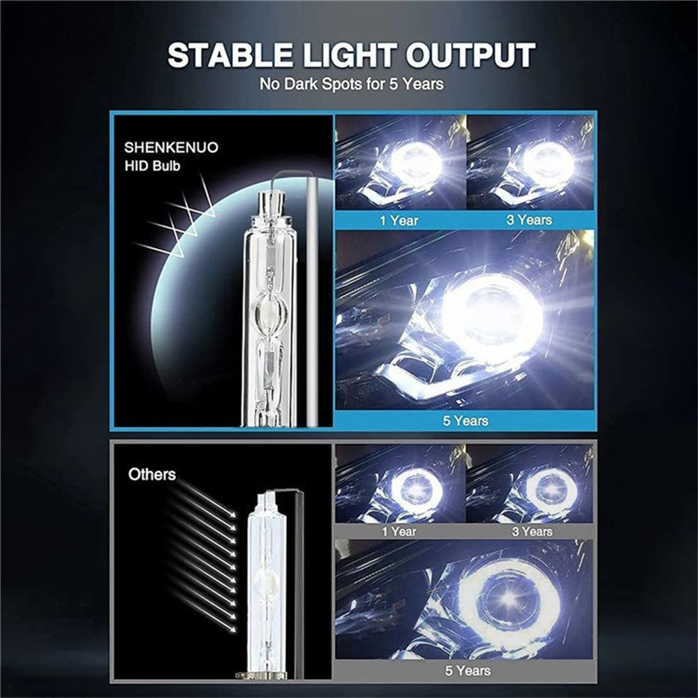 D2S 2Pcs 4300K High Brightness Car Headlight Xenon Bulb IP68 Waterproof High Focus HID Lamp