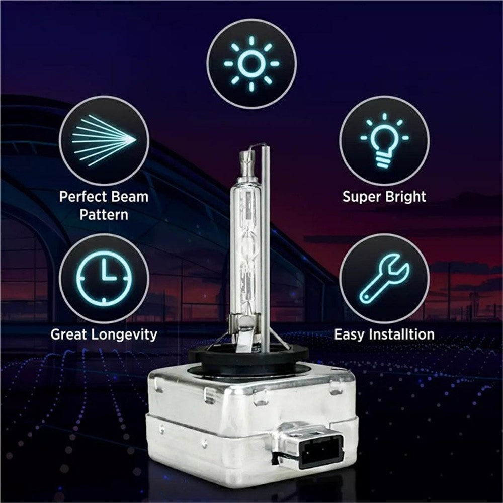 D1S 2Pcs 4300K Xenon HID Headlight Bulbs IP68 Waterproof High Brightness Automotive Front Lamp
