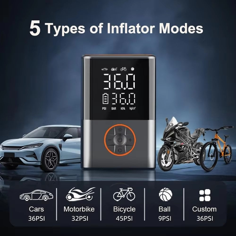 60W 150PSI Portable Wireless Mini Car Tire Air Pump Digital Display Handheld Inflator with LED Light