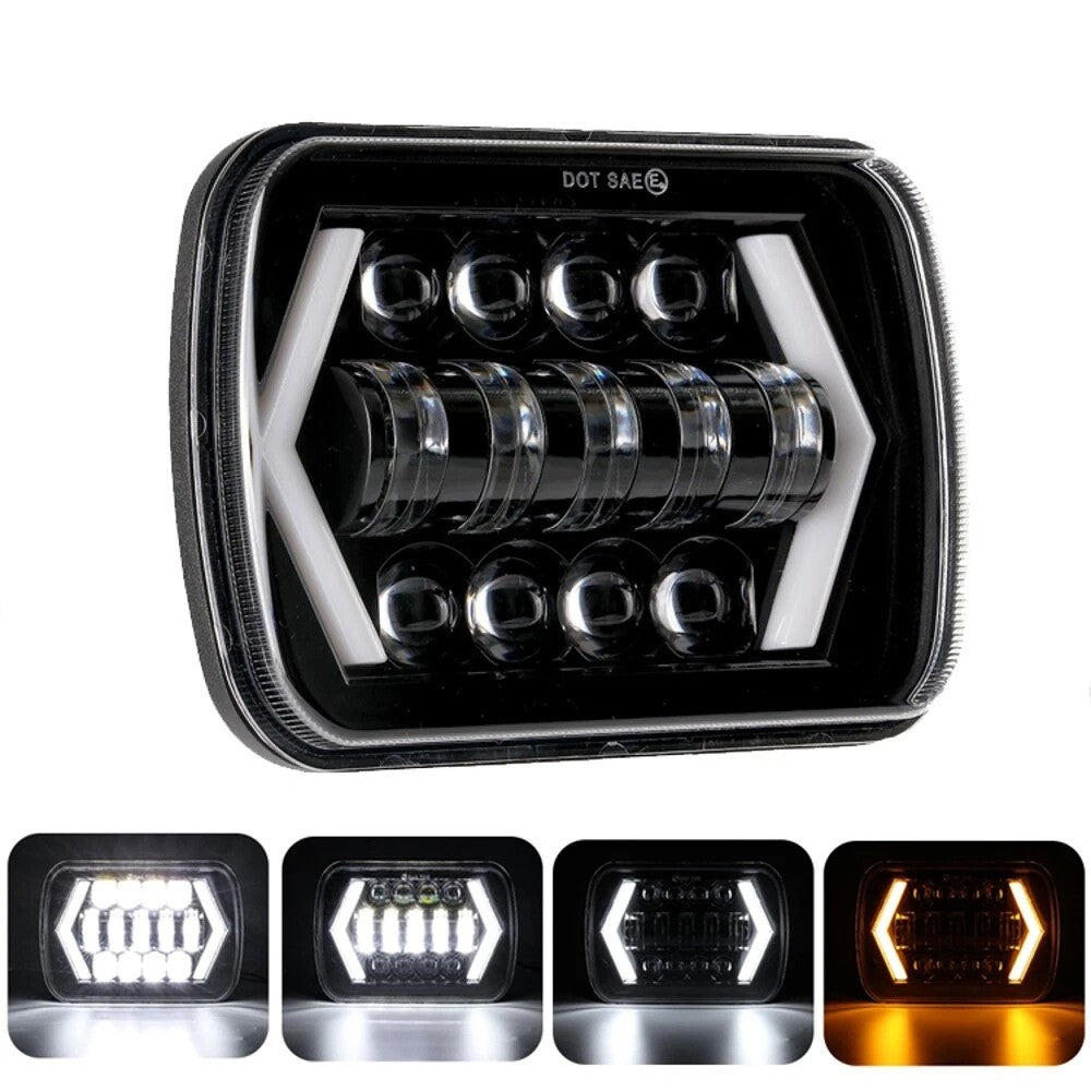 7 Inch LED Headlight with Arrow Turn Signals High Low Beam Offroad Driving Light Daytime Running Lamp