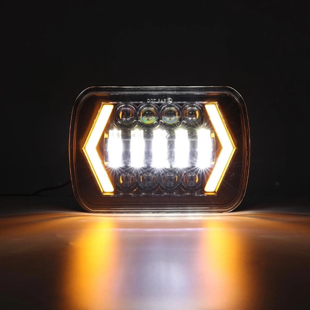 7 Inch LED Headlight with Arrow Turn Signals High Low Beam Offroad Driving Light Daytime Running Lamp