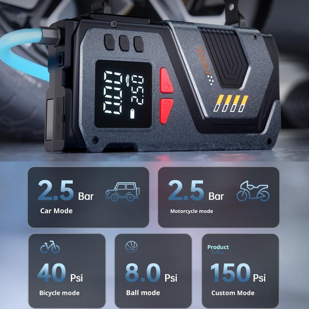 Wireless Tire Inflator Digital Display Portable Car Tire Air Pump for Auto, Motorcycles, Bikes, Balls