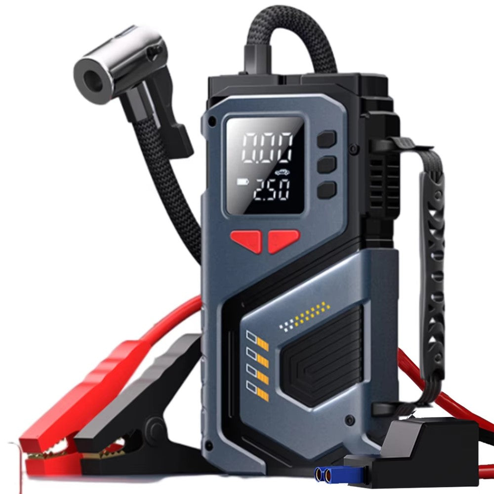 Digital Display Wireless Car Air Pump Emergency Jump Starter with Flashlight for Car Electric Vehicle