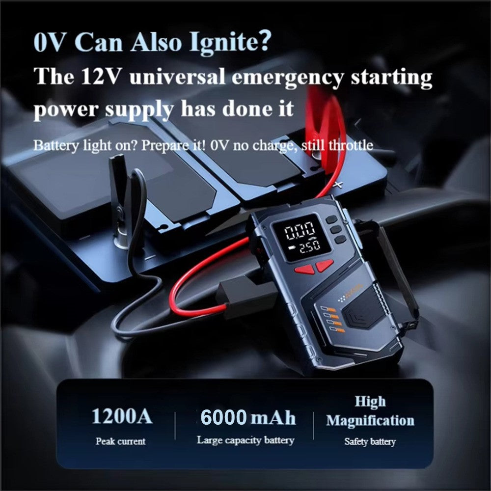 Digital Display Wireless Car Air Pump Emergency Jump Starter with Flashlight for Car Electric Vehicle
