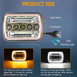 7 Inch 5-LED Square Headlight Dual Color High Low Beam Car DRL Turn Signal Daytime Running Lamp