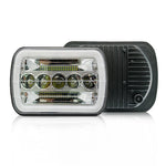 7 Inch 5-LED Square Headlight Dual Color High Low Beam Car DRL Turn Signal Daytime Running Lamp