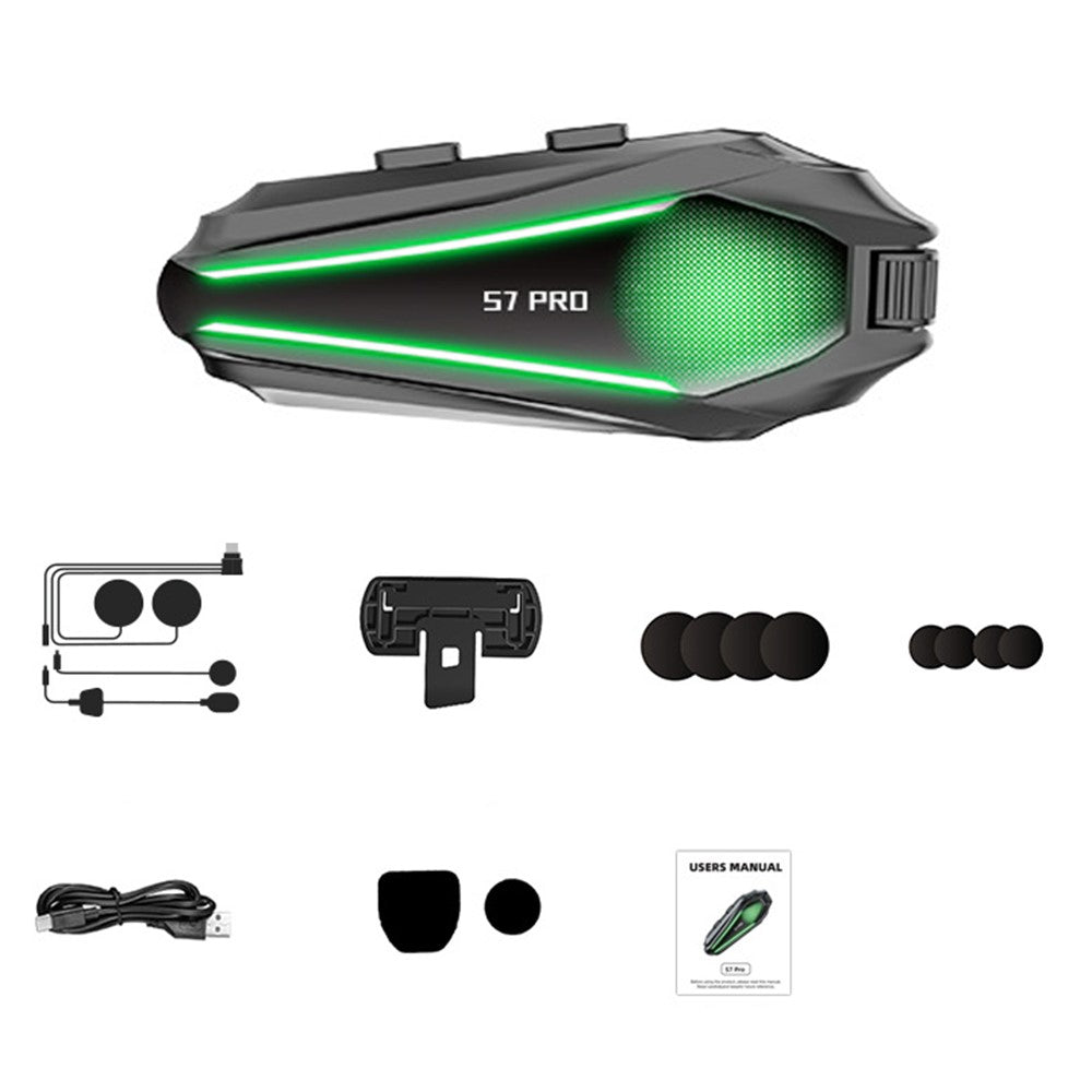 S7 PRO Motorcycle Helmet IP67 Waterproof Bluetooth-Compatible Headset Intercom with 2-in-1 Mic