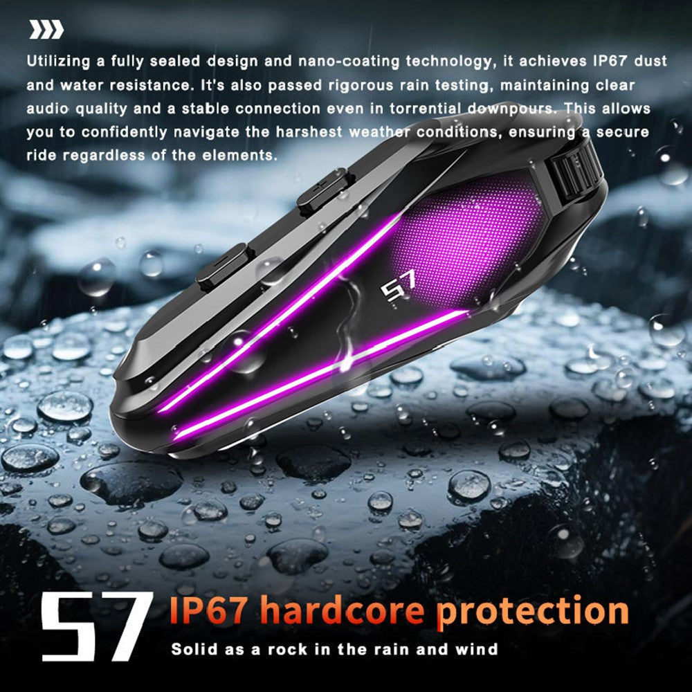 S7 PRO Motorcycle Helmet IP67 Waterproof Bluetooth-Compatible Headset Intercom with 2-in-1 Mic