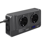 12V to 220V Converter Digital Display 200W Car Power Inverter with Dual EU Sockets and 4 USB Ports