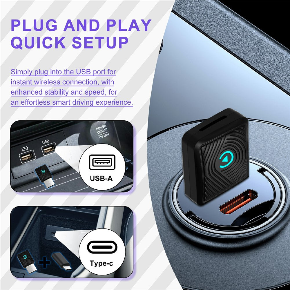 CP025 2-i-1 trådløs CarPlay Android Auto-adapter Wi-Fi 6 5GHz bilforbindelsesmodul Kablet til trådløs Plug Play Car Link Box