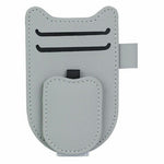 Multi-Functional Sunglasses Holder for Car Sun Visor Clip On PU Leather Card Organizer with Pen Loop