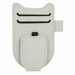Multi-Functional Sunglasses Holder for Car Sun Visor Clip On PU Leather Card Organizer with Pen Loop